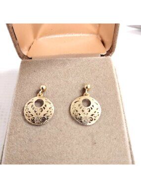 Women's Stud Post 14K Gold Cut-Out Disc Earrings